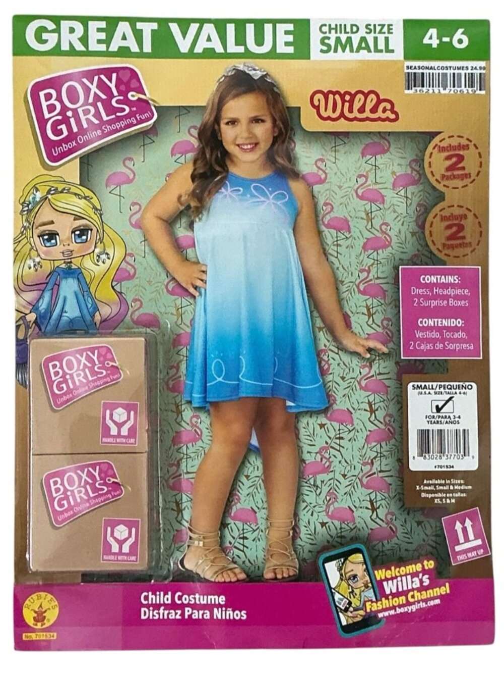 Rubies Boxy Girls Willa Costume Holloween Dress Up 4 PC Set Blue Girls Small 4-6 - Picture 14 of 14
